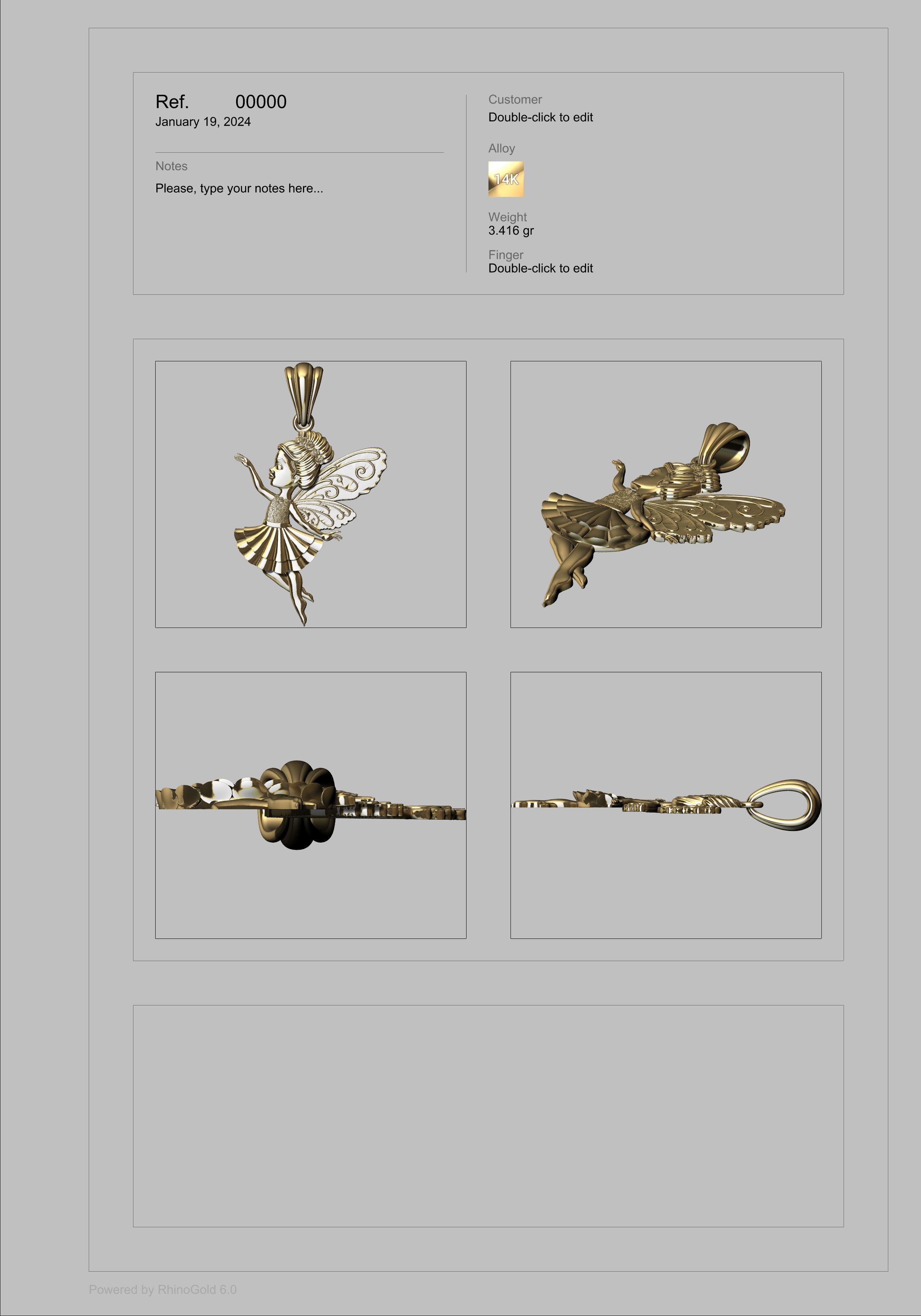 Fairy Pendant Necklace Charm Jewelry 3D print model_12