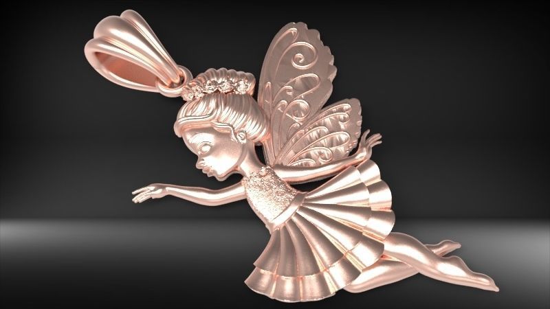 Fairy Pendant Necklace Charm Jewelry 3D print model_25