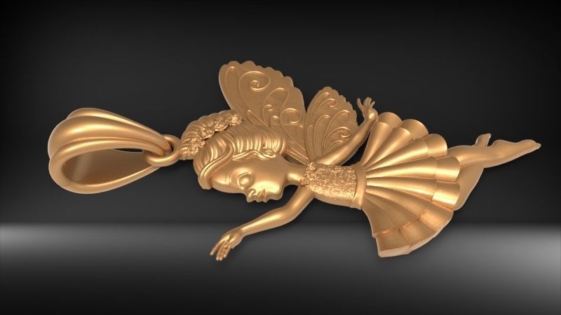 Fairy Pendant Necklace Charm Jewelry 3D print model_16