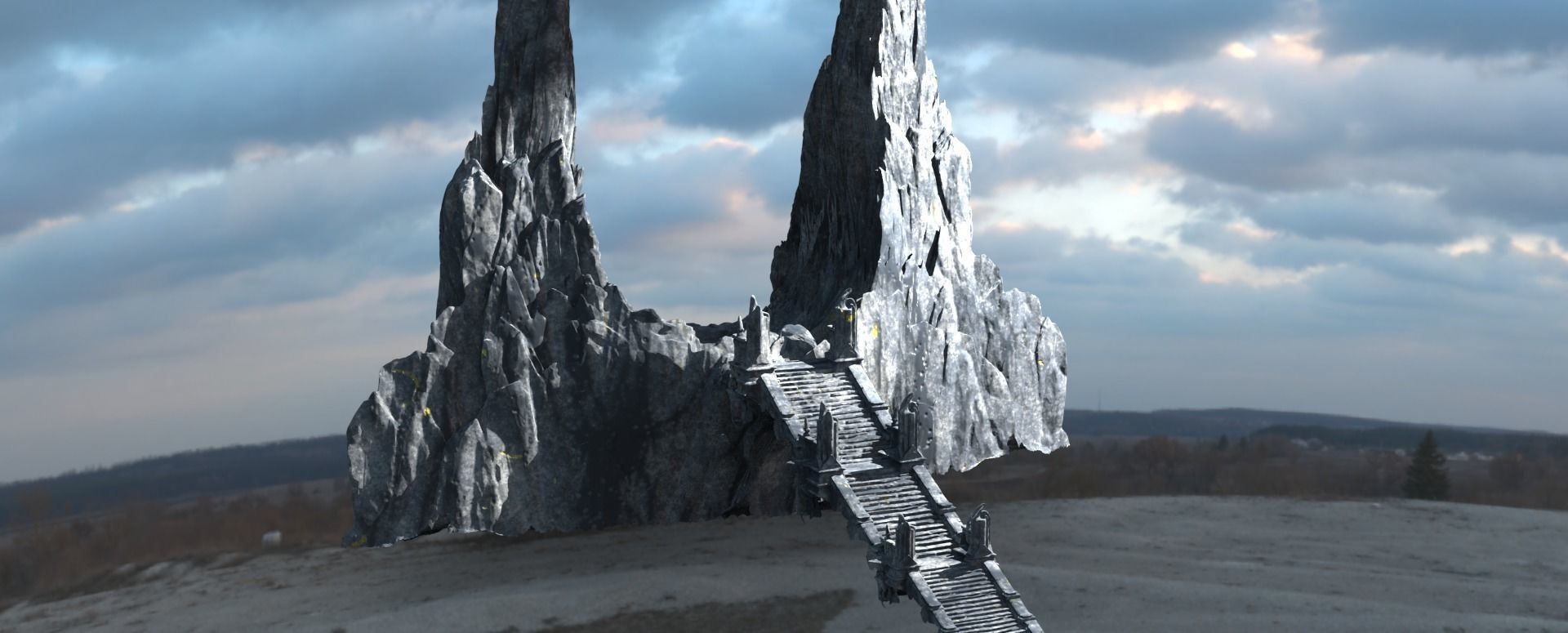 Kali Ancient rocks stairs 3D model_1