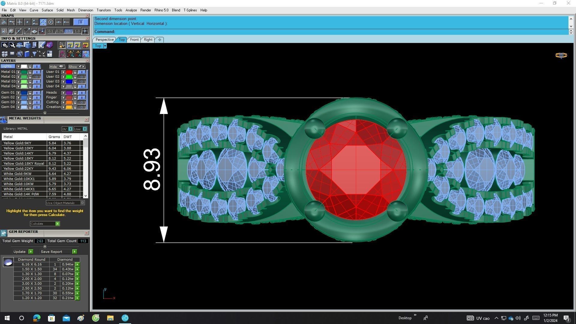 A7171 Fashion Korean Style Diamond Women Ring 3D print model_5