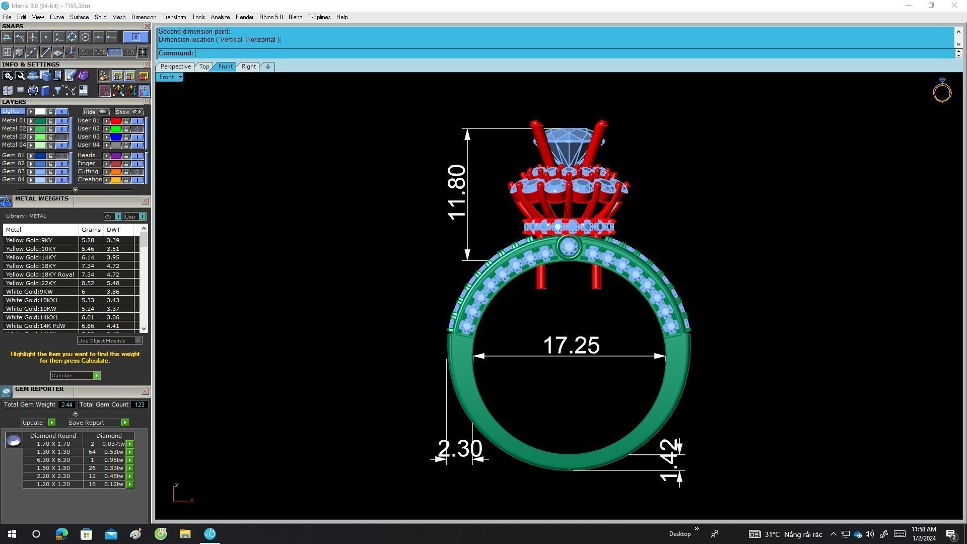 A7193 Hongkong Style Luxury Diamond Women Fashion Ring 3D print model_6
