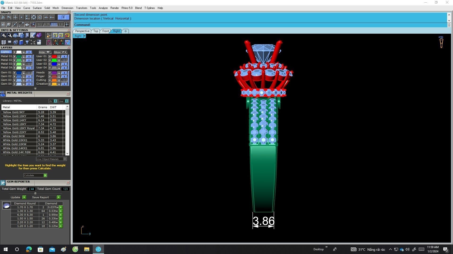 A7193 Hongkong Style Luxury Diamond Women Fashion Ring 3D print model_7