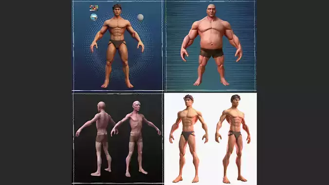 Combo 4 Body Male for game and films 3D Model Collection
