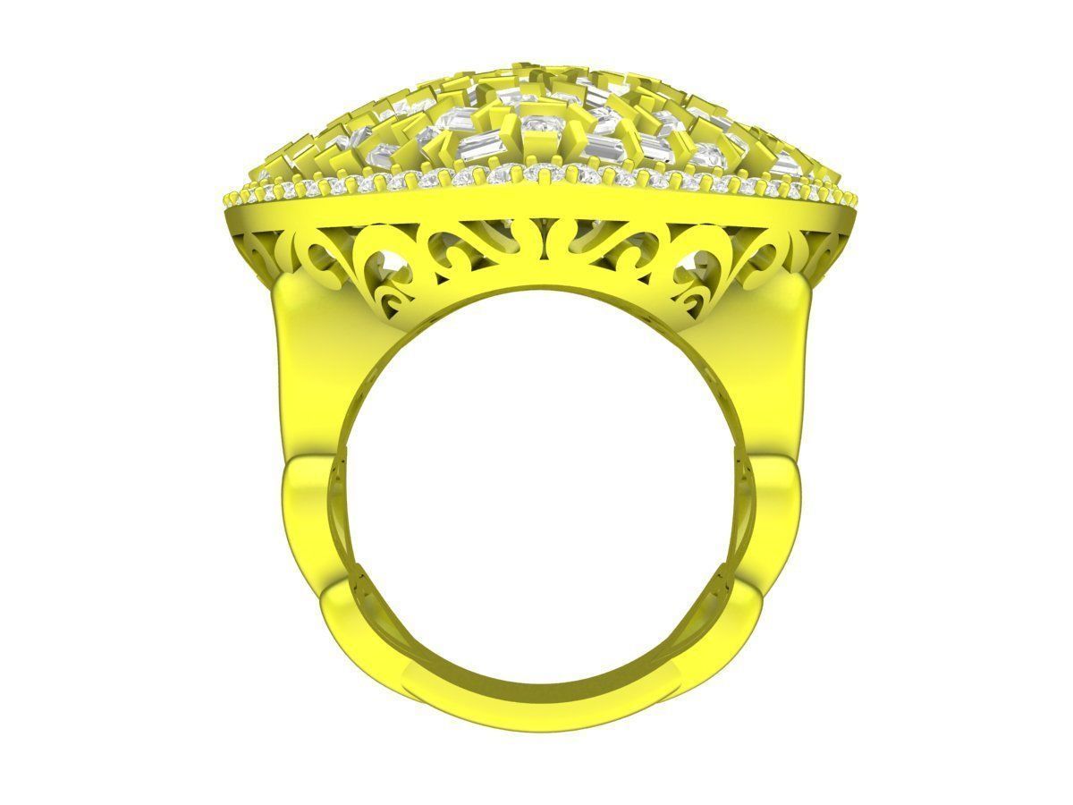 7413 luxury diamond straight baguette heart women ring 3D print model_1