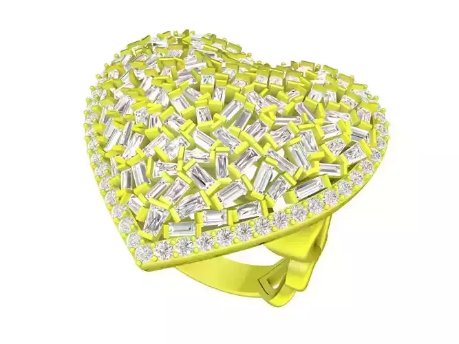 7413 luxury diamond straight baguette heart women ring