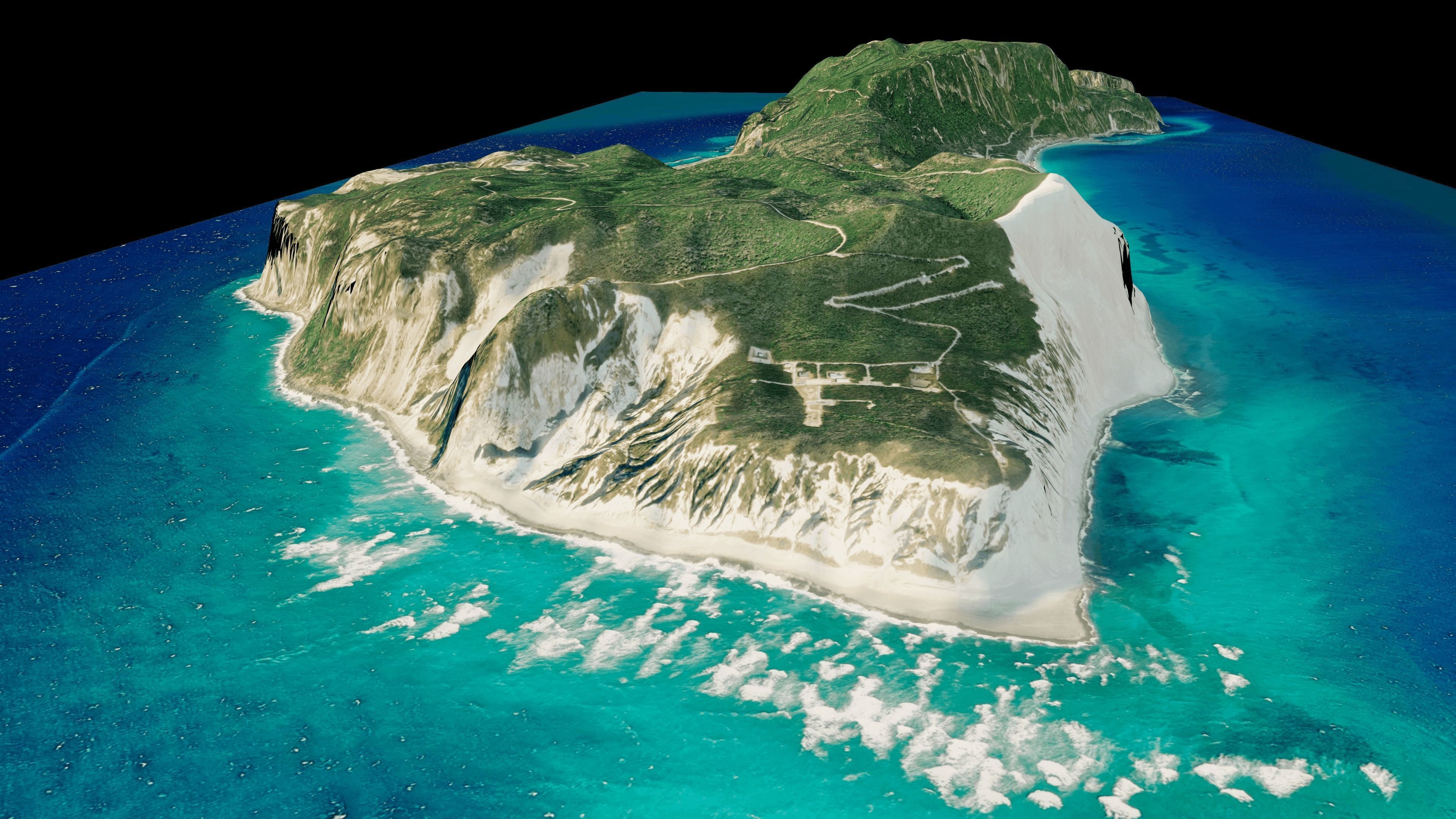 Nii-jima Island 3d model terrain Low-poly 3D model_1
