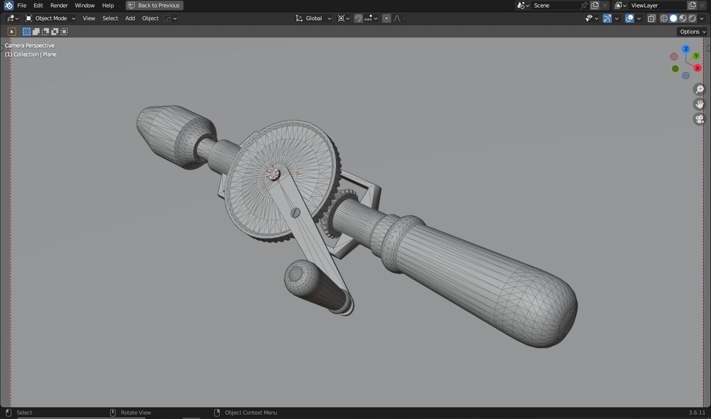 Hand Drill Low-poly 3D model_9