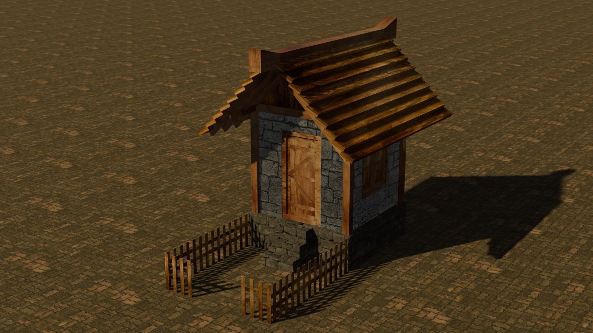 Medieval house Free low-poly 3D model_4