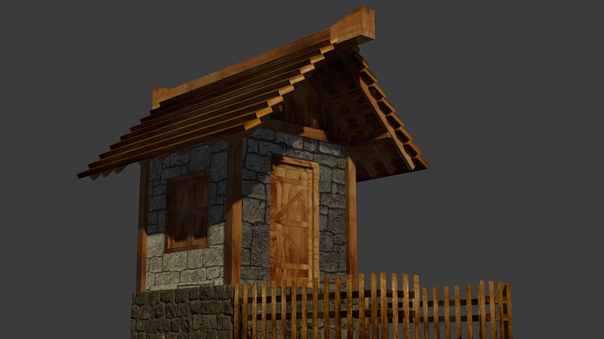 Medieval house Free low-poly 3D model_13