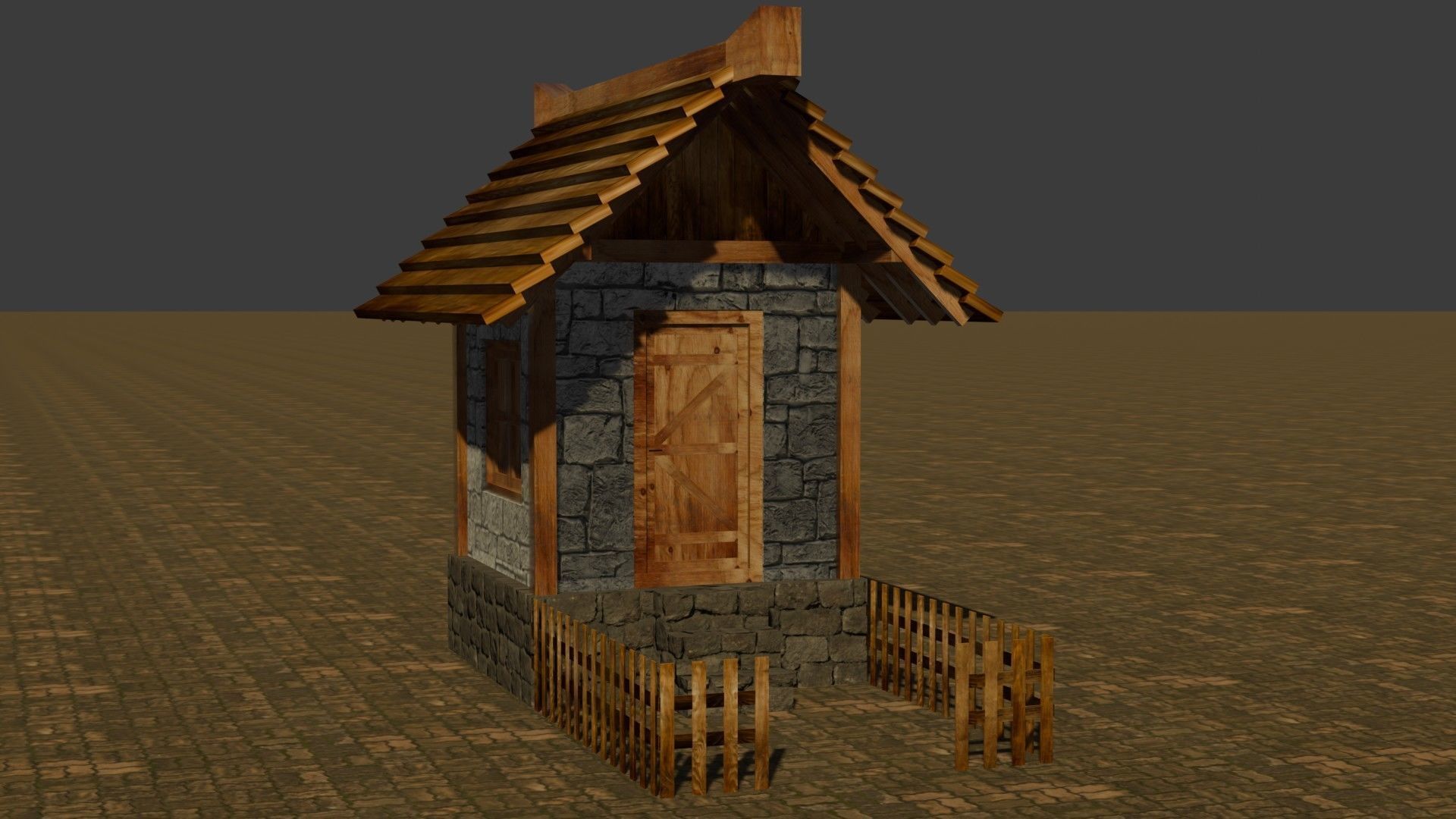 Medieval house Free low-poly 3D model_18