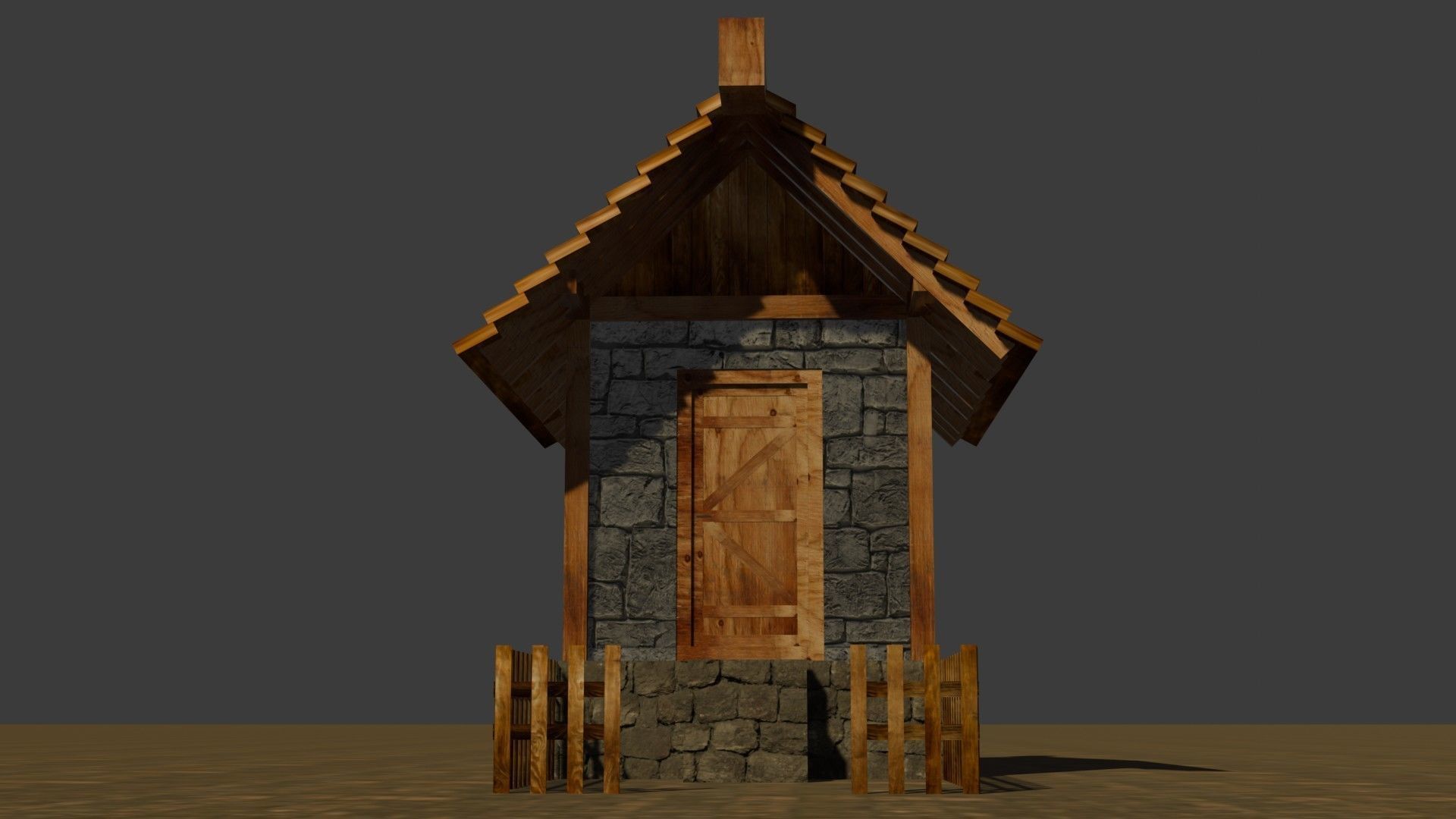 Medieval house Free low-poly 3D model_12