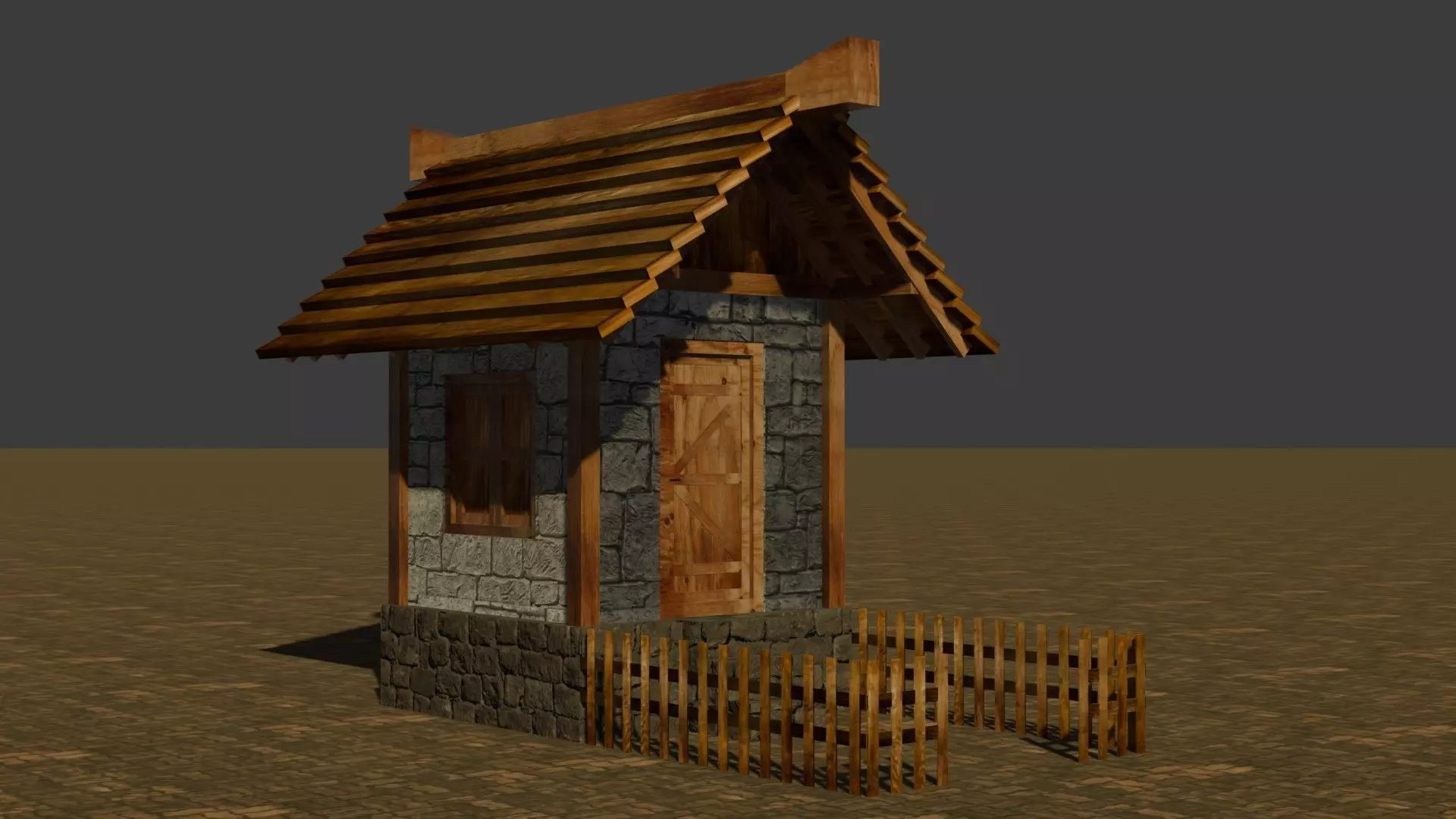 Medieval house Free low-poly 3D model_0
