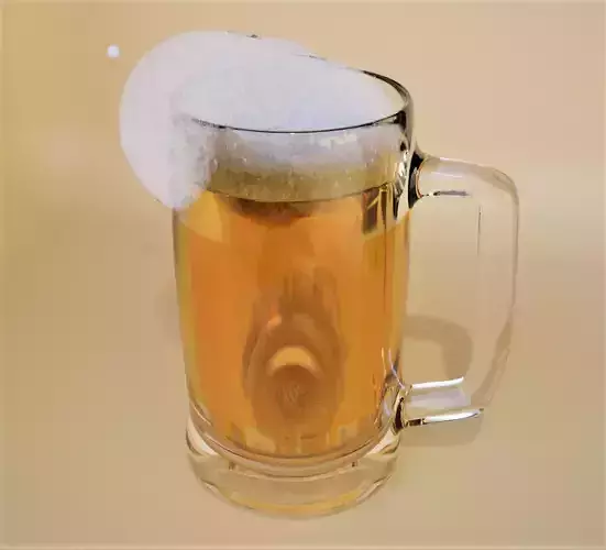 Beer glass beer and with bubbles Low-poly 3D model