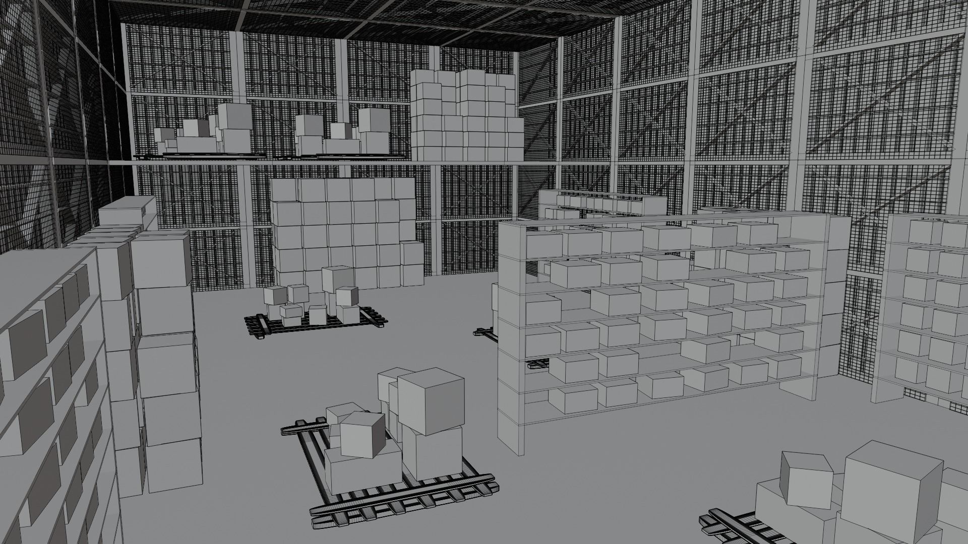 Warehouse Interior Low-poly 3D model_7