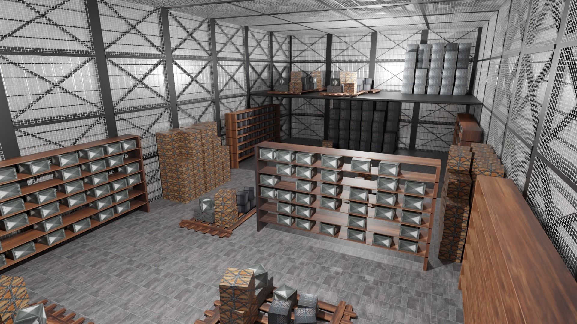 Warehouse Interior Low-poly 3D model_2