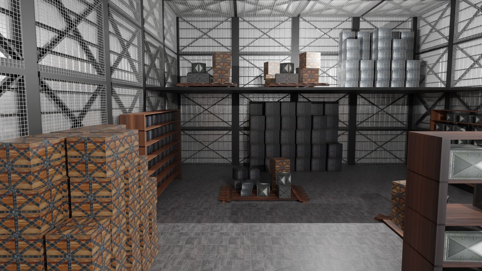 Warehouse Interior Low-poly 3D model_6