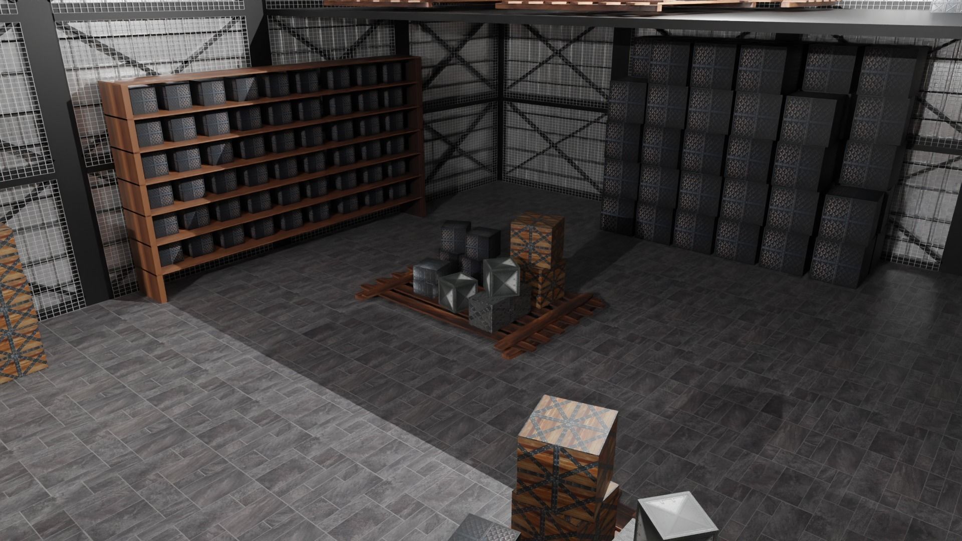 Warehouse Interior Low-poly 3D model_4