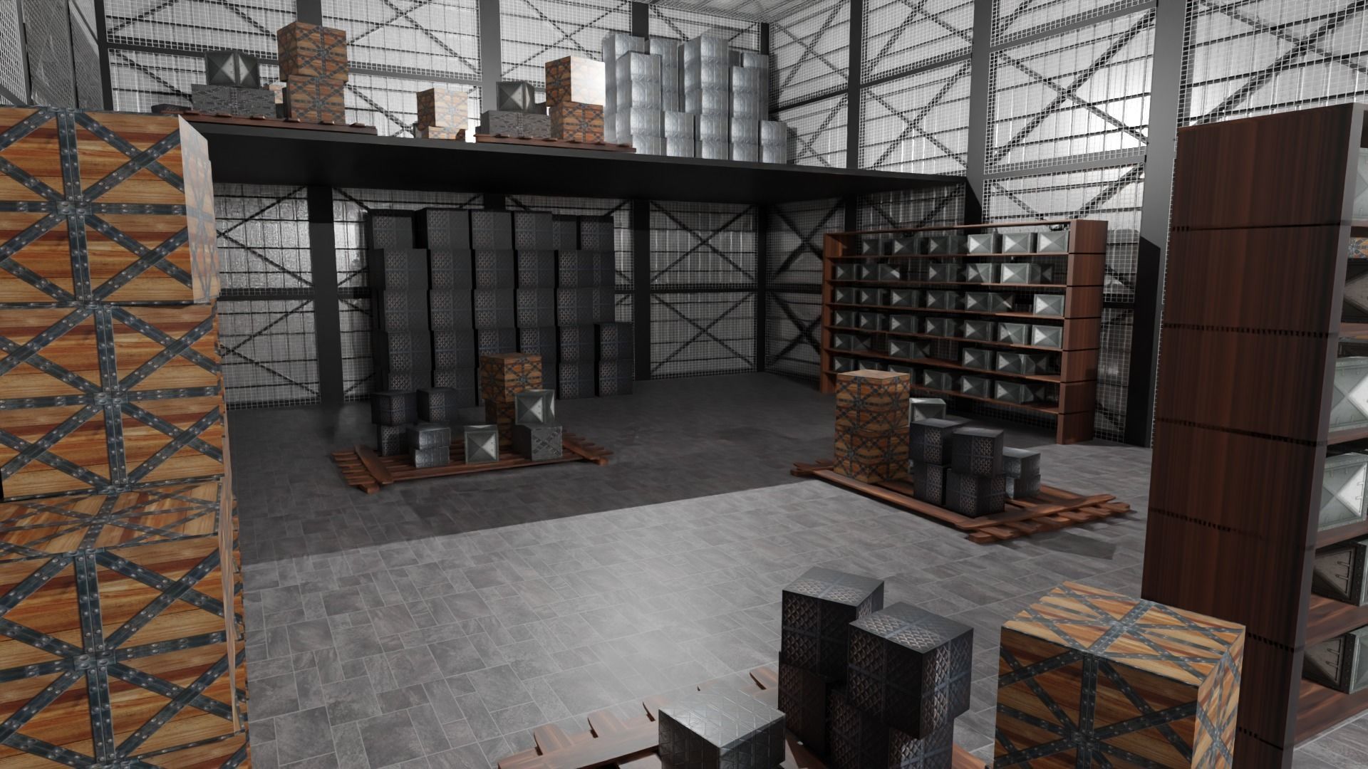 Warehouse Interior Low-poly 3D model_3