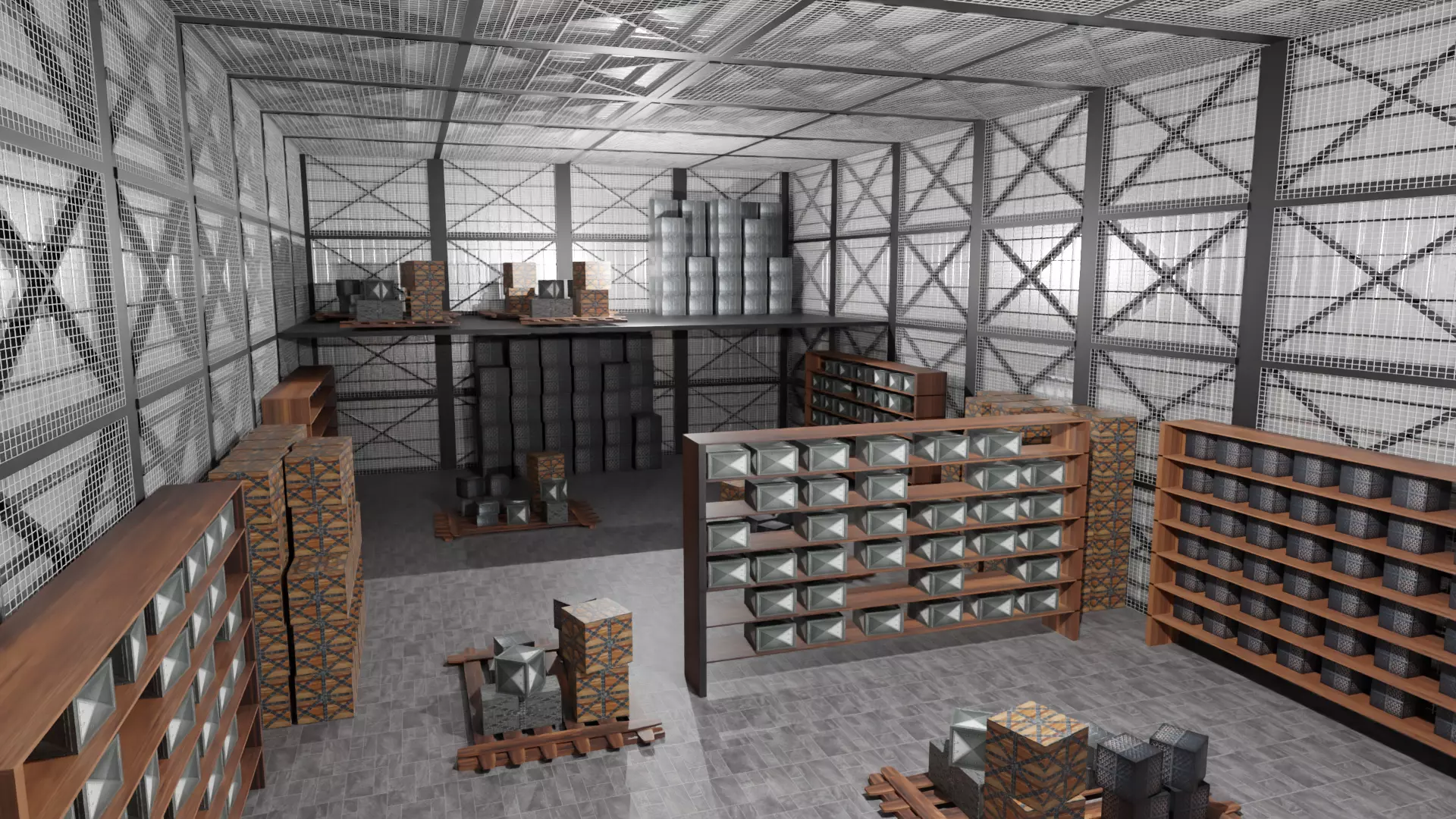 Warehouse Interior Low-poly 3D model_0