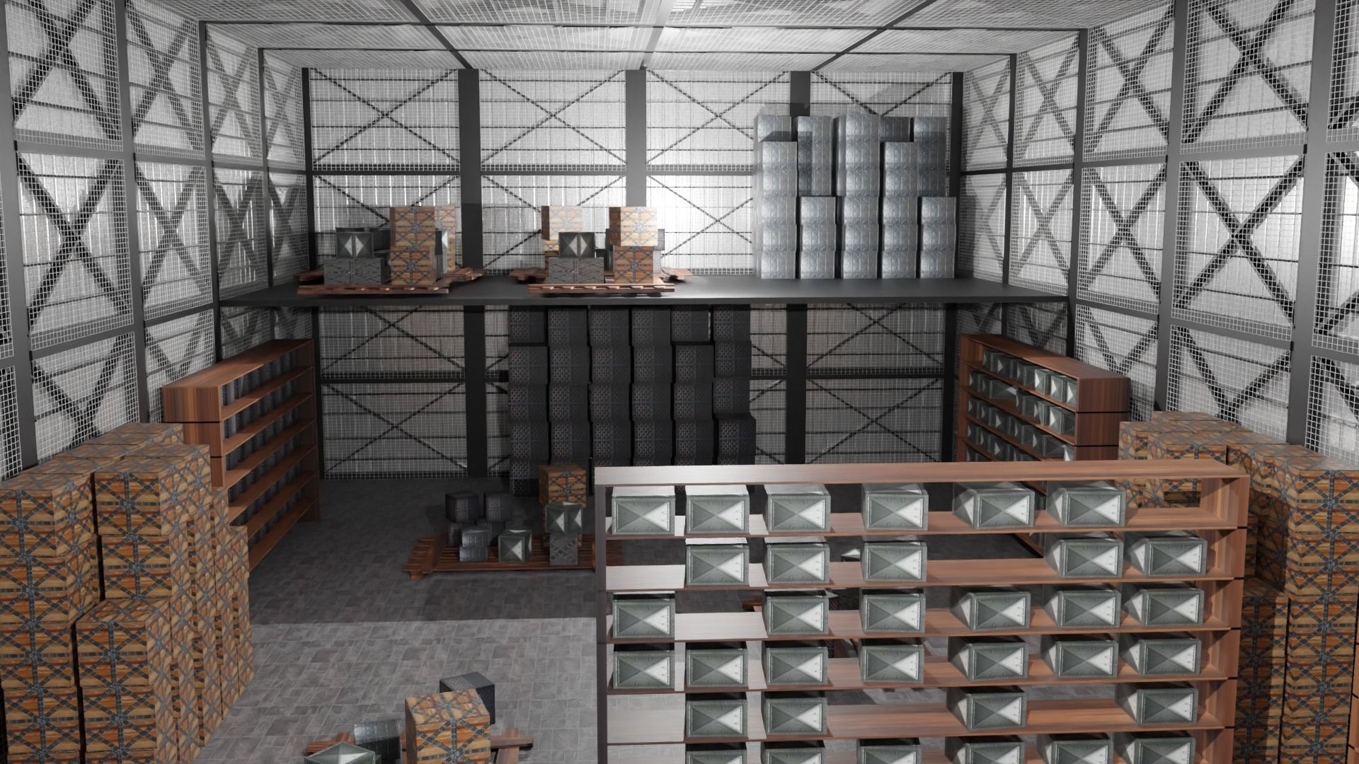 Warehouse Interior Low-poly 3D model_1