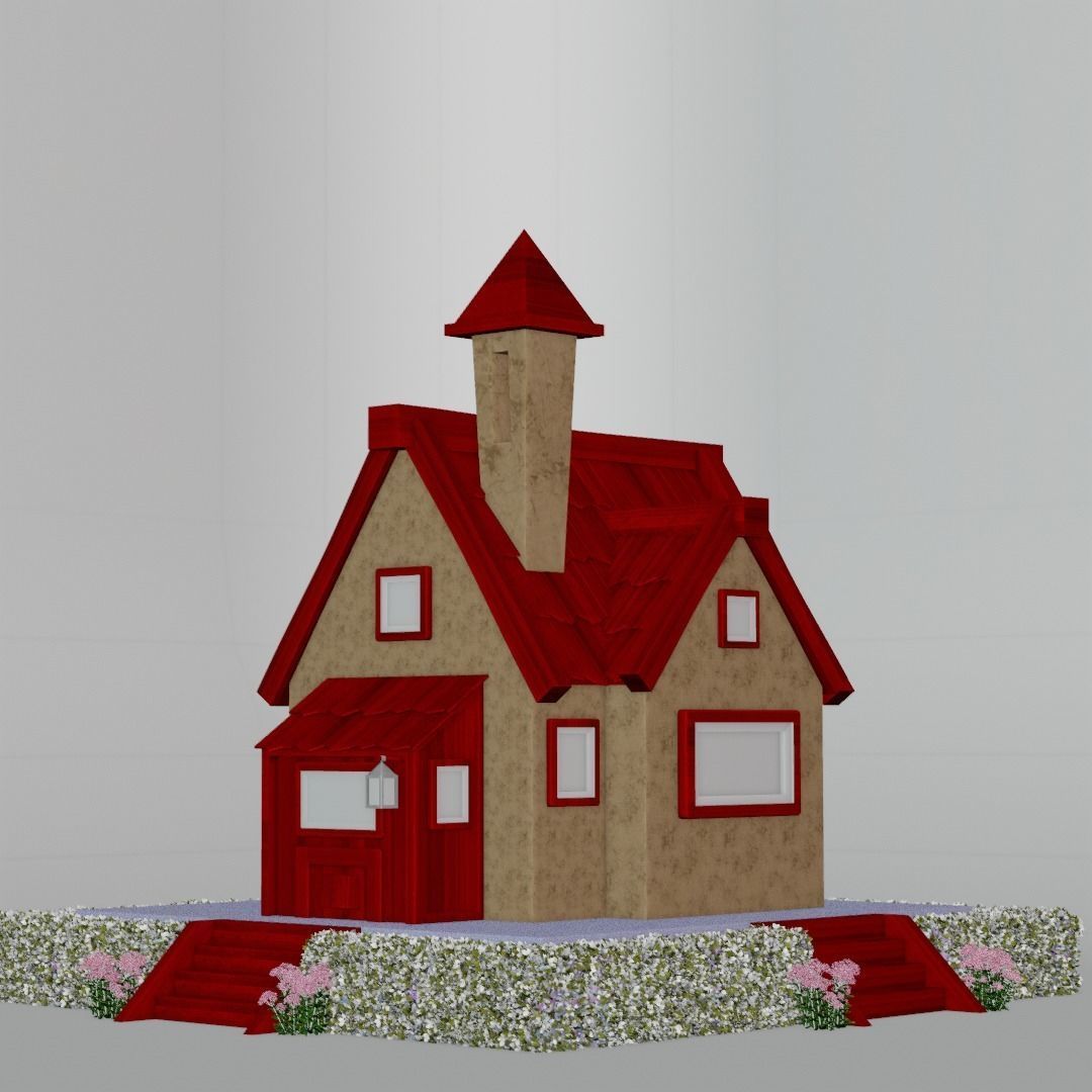 Stylized House Low-poly 3D model_1