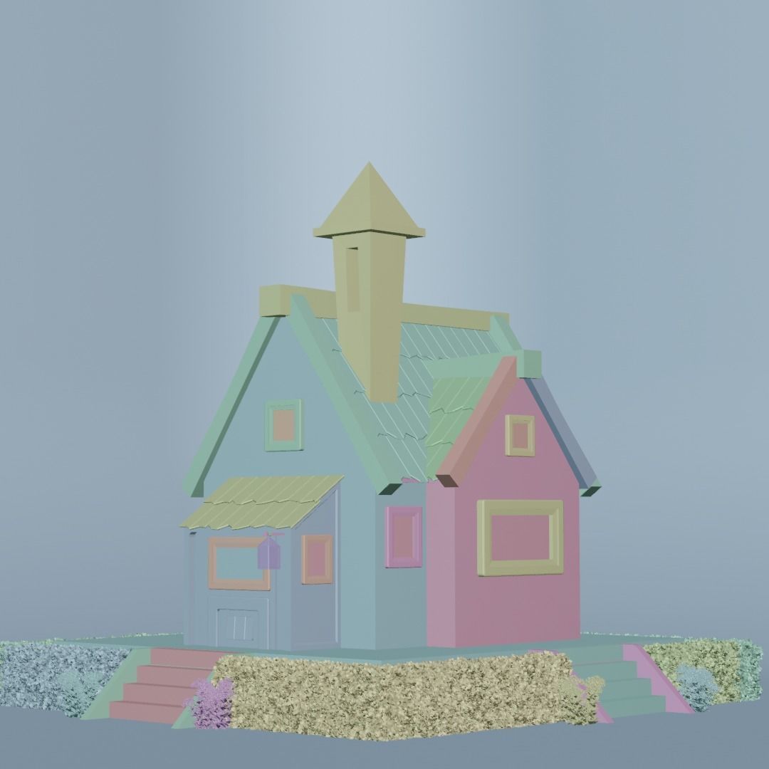 Stylized House Low-poly 3D model_2