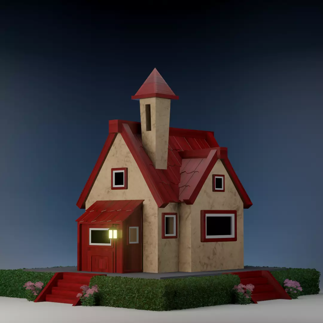 Stylized House Low-poly 3D model_0