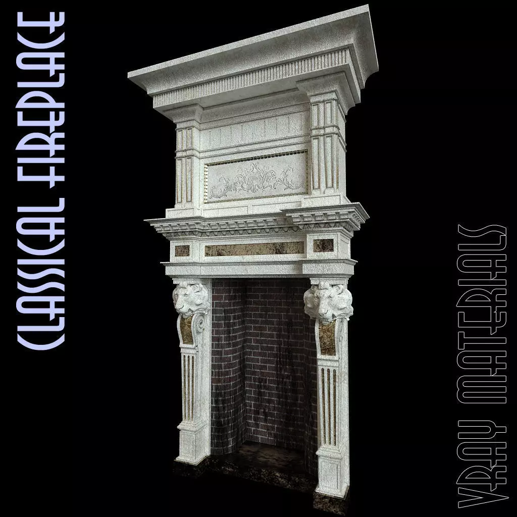 Fireplace classical 3D model_0