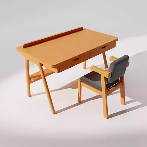 Study Table and Chair Set  3D model Study Table and Chair Set  3D model