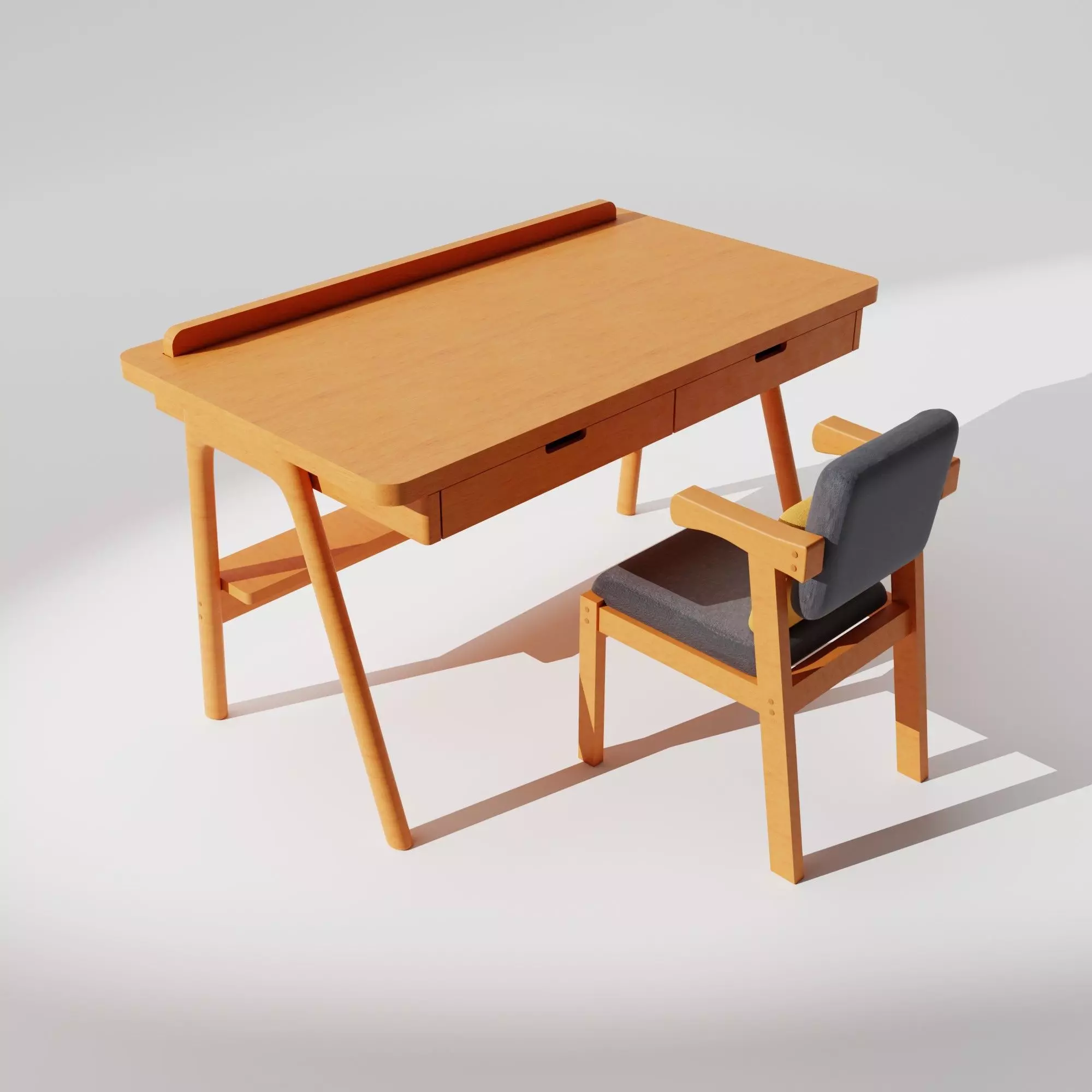 Study Table and Chair Set  3D model_0