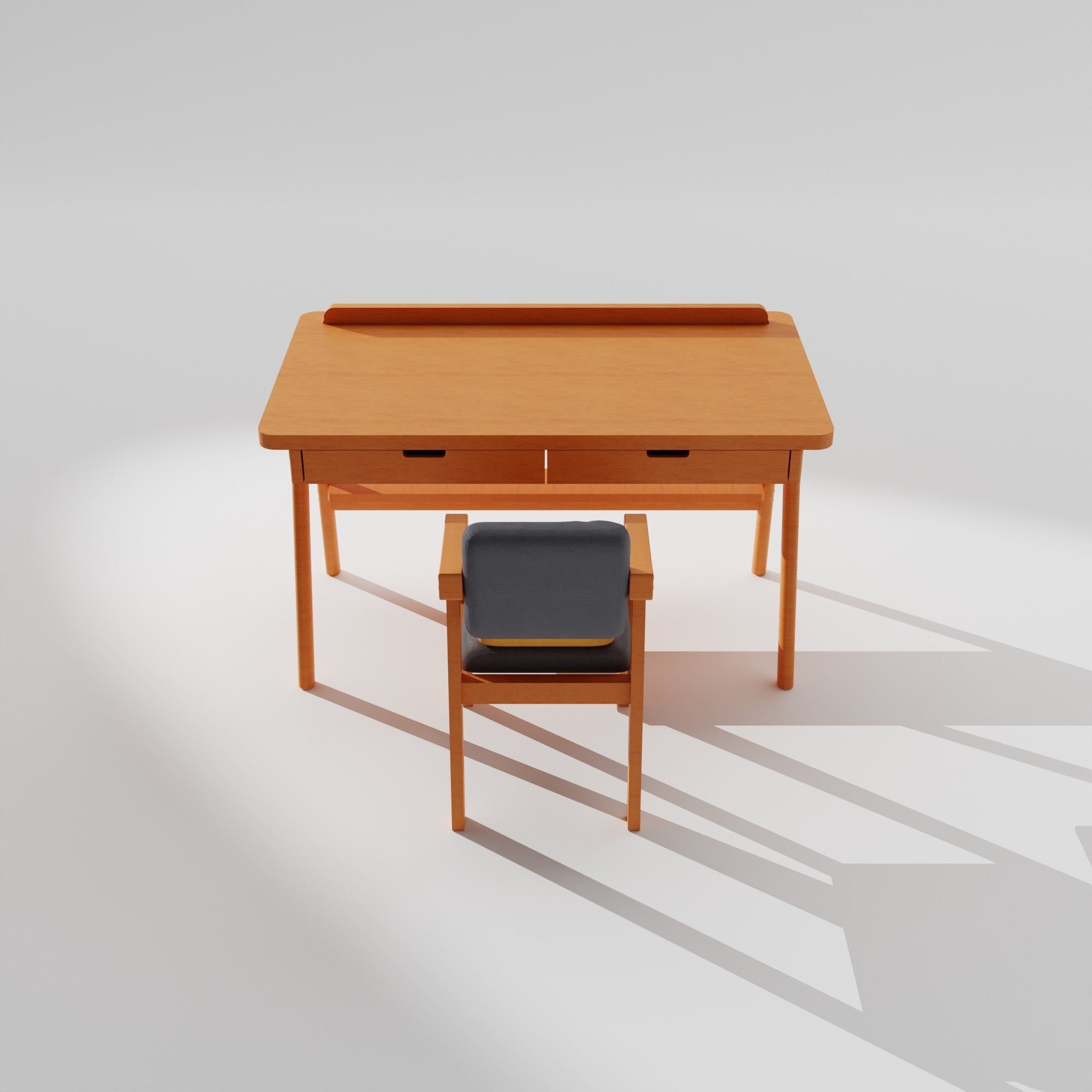 Study Table and Chair Set  3D model_5
