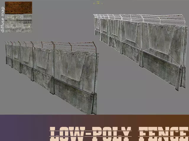 Lowpoly fence 3D model