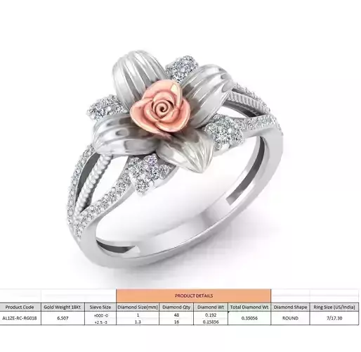 Rose Ladies Ring 17 3D print model