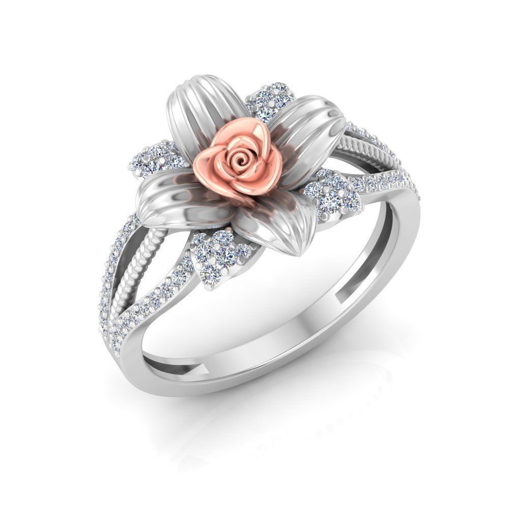 Rose Ladies Ring 17 3D print model_5