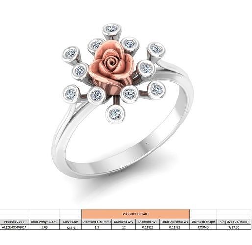 Rose Ladies Ring 16 3D print model