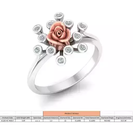 Rose Ladies Ring 16 3D print model