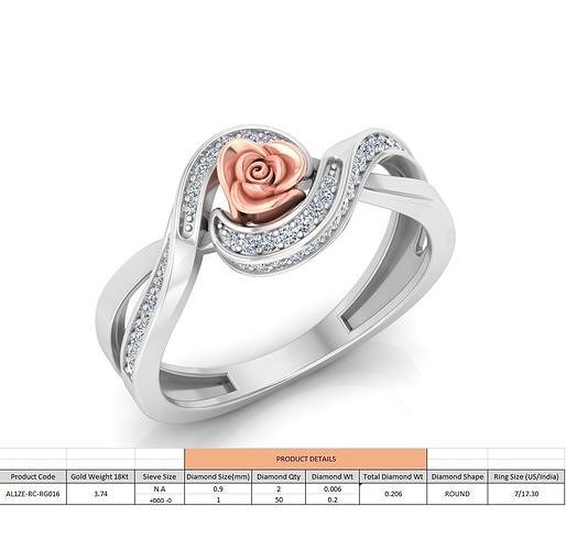 Rose Ladies Ring 15 3D print model