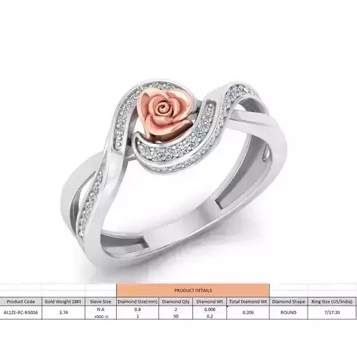 Rose Ladies Ring 15 3D print model