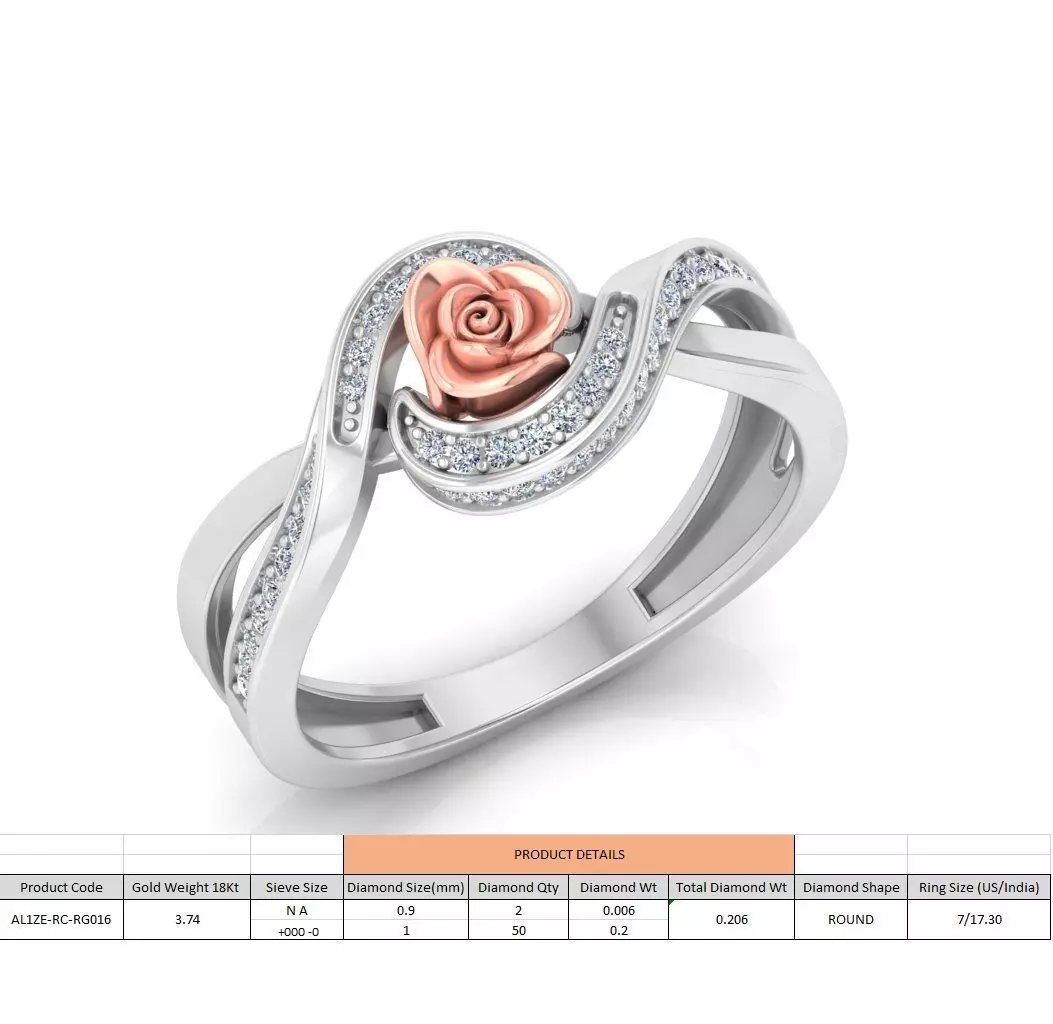 Rose Ladies Ring 15 3D print model_0