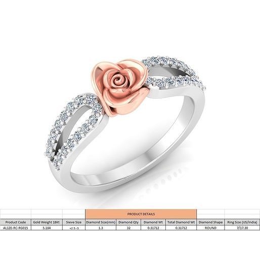 Rose Ladies Ring 14 3D print model
