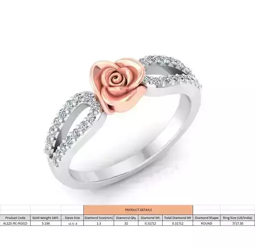 Rose Ladies Ring 14 3D print model