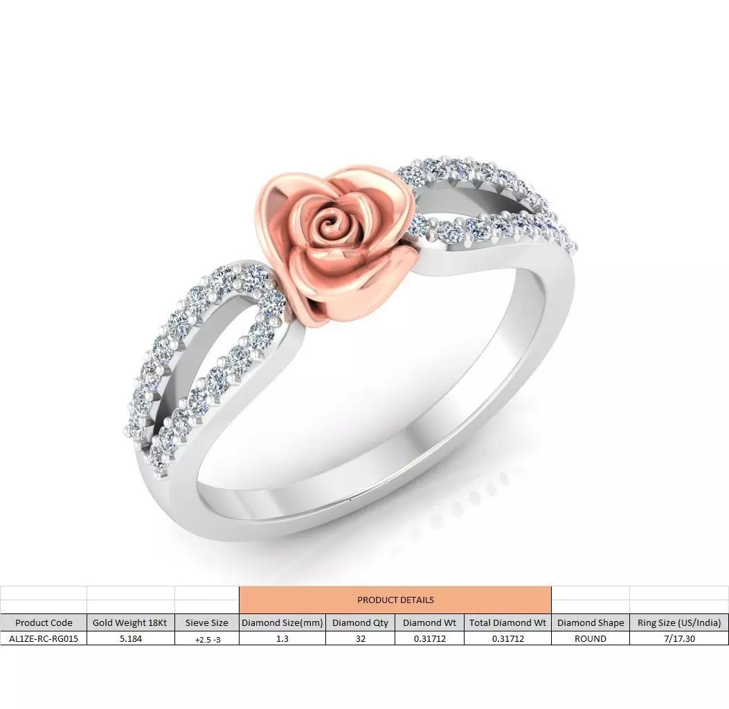 Rose Ladies Ring 14 3D print model_0