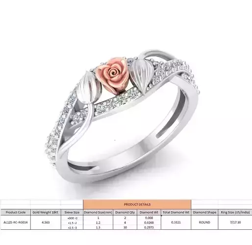 Rose Ladies Ring 13 3D print model