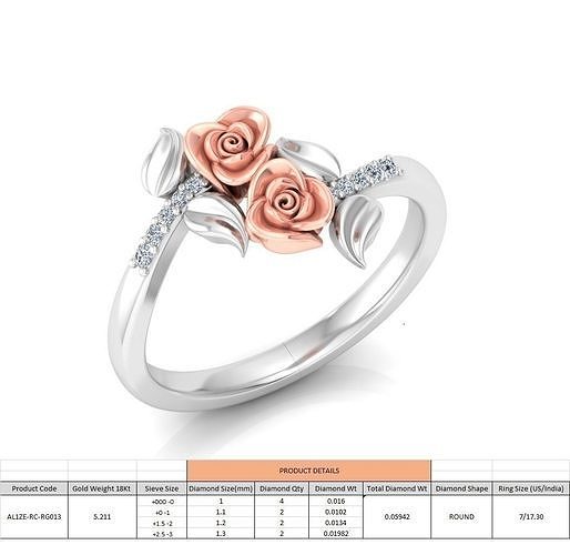 Rose Ladies Ring 12 3D print model