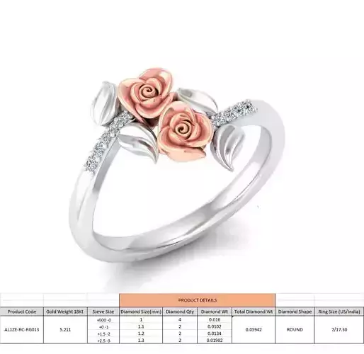 Rose Ladies Ring 12 3D print model