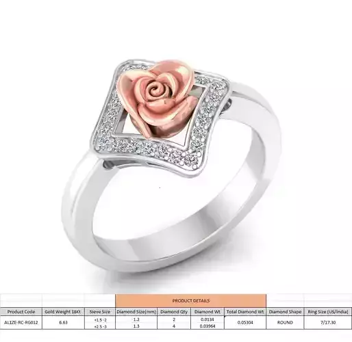 Rose Ladies Ring 11 3D print model