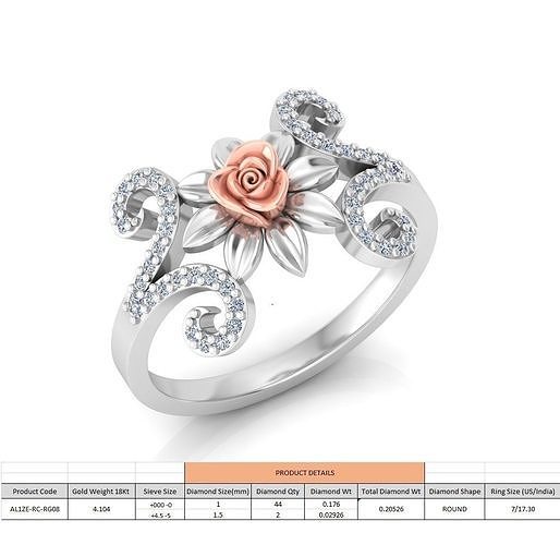 Rose Ladies Ring 08 3D print model