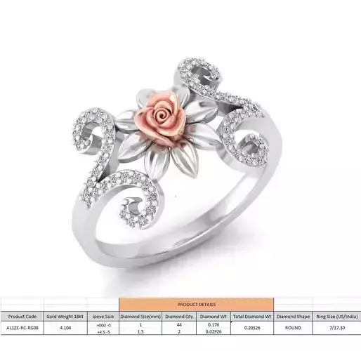 Rose Ladies Ring 08 3D print model