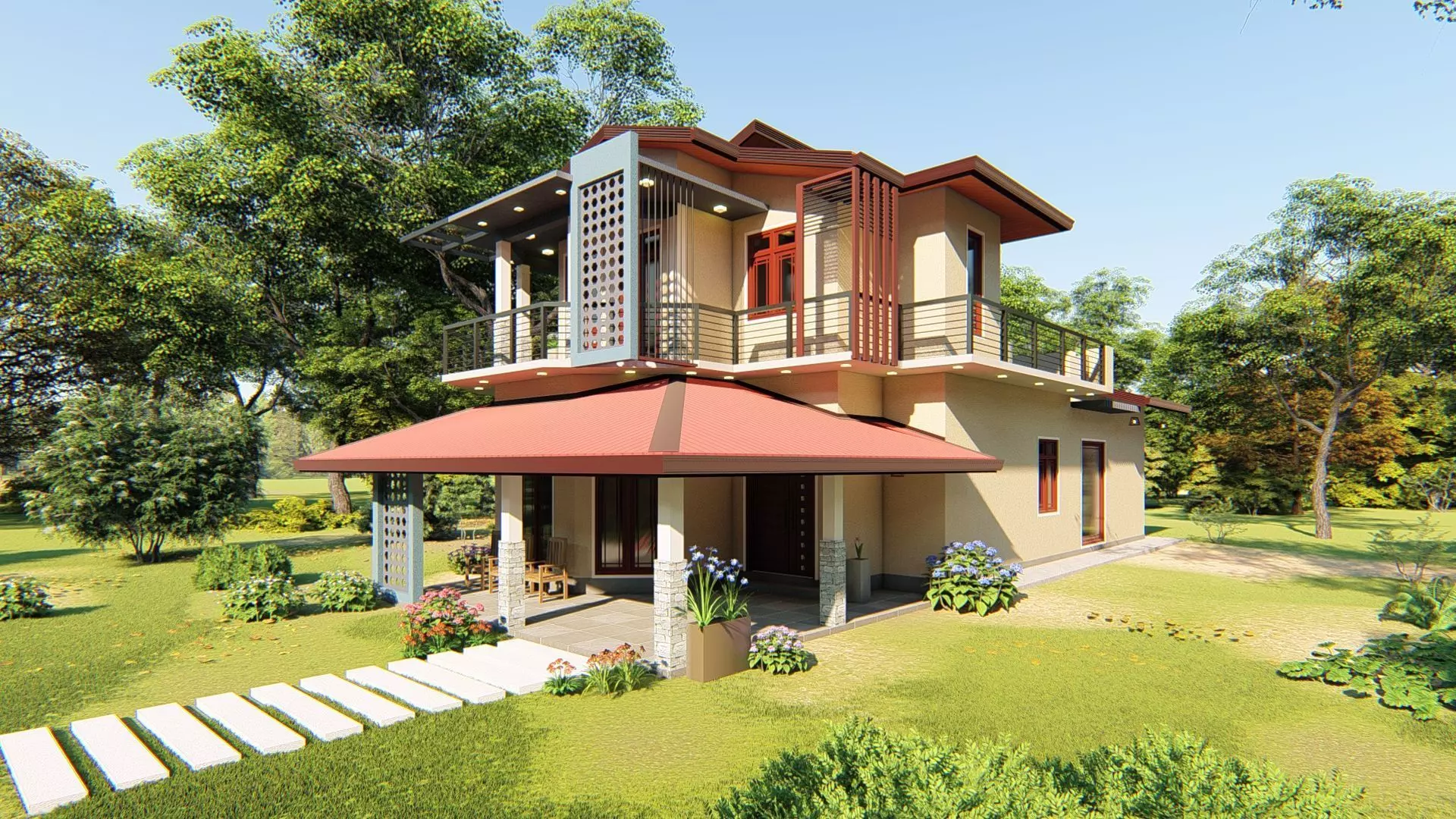 Modern residential building 3D model